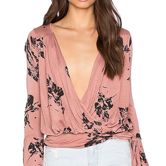 NWT free people Fionas Bell Sleeve Surplice Top - Picture 2 of 8